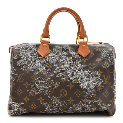 Louis Vuitton Monogram Dentelle Speedy 30 Silver 1 of 16
