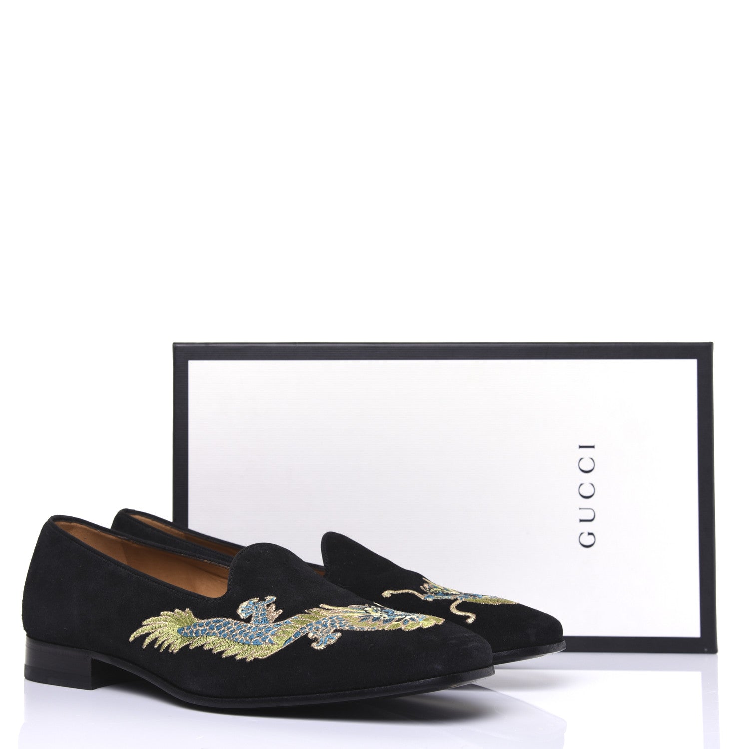 Gucci Suede Dragon Embroidered Mens Loafers 11 Black 17 of 17