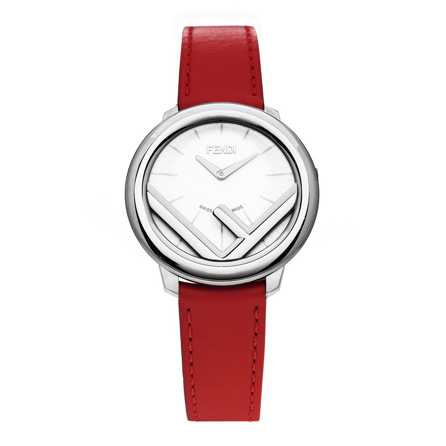 Fendi Stainless Steel Calfskin 36mm Fendi Run Away Quartz Watch Red 1 of 4