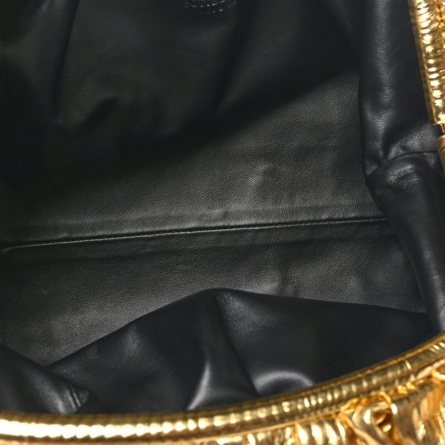 Metallic Bark Calfskin Embossed The Pouch Oversized Clutch Oro