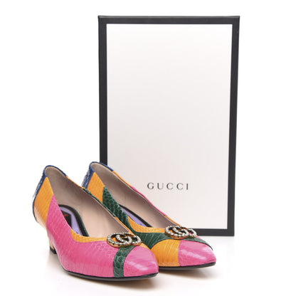 Gucci Snakeskin Crystal Double G Pumps 39 Multicolor 9 of 9