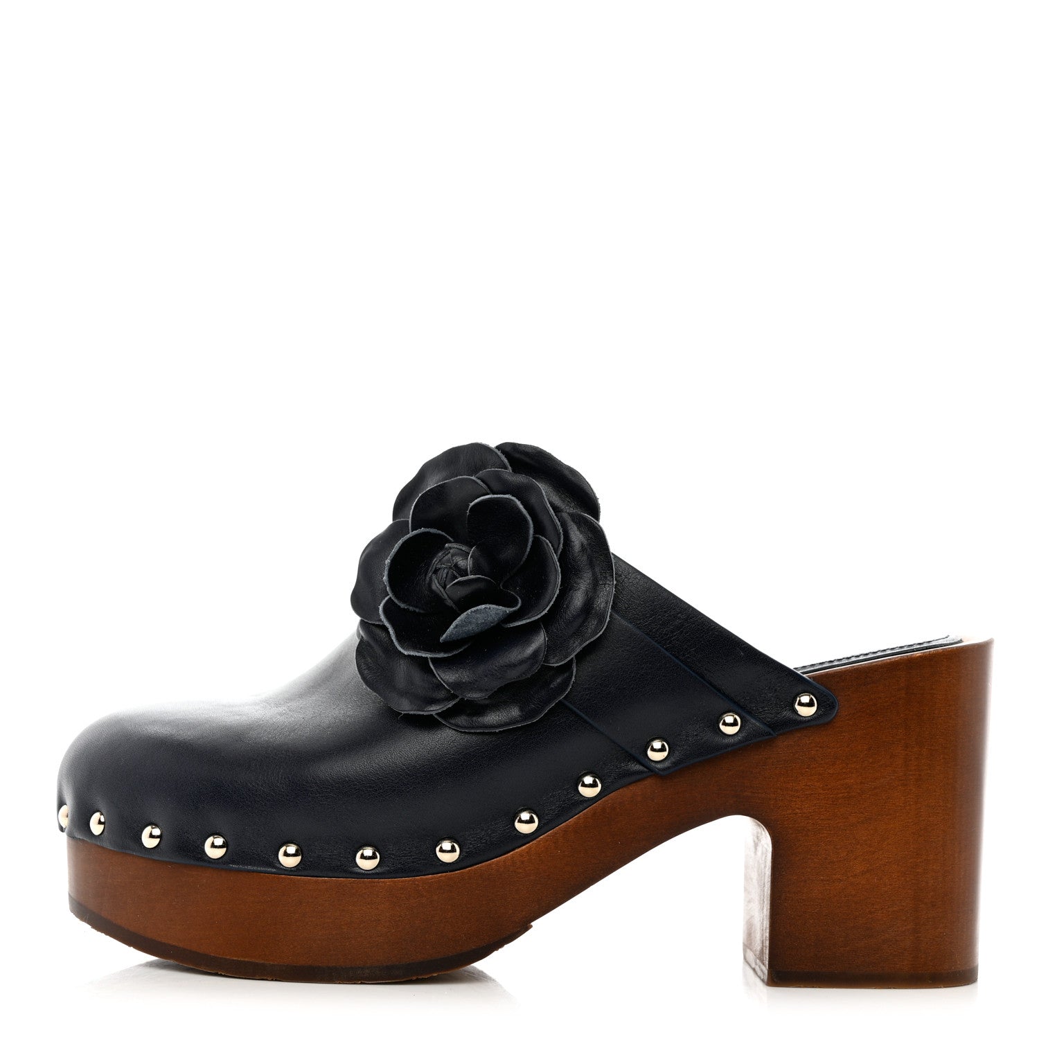 Chanel Calfskin Camellia Clogs 41 Navy 1 of 12