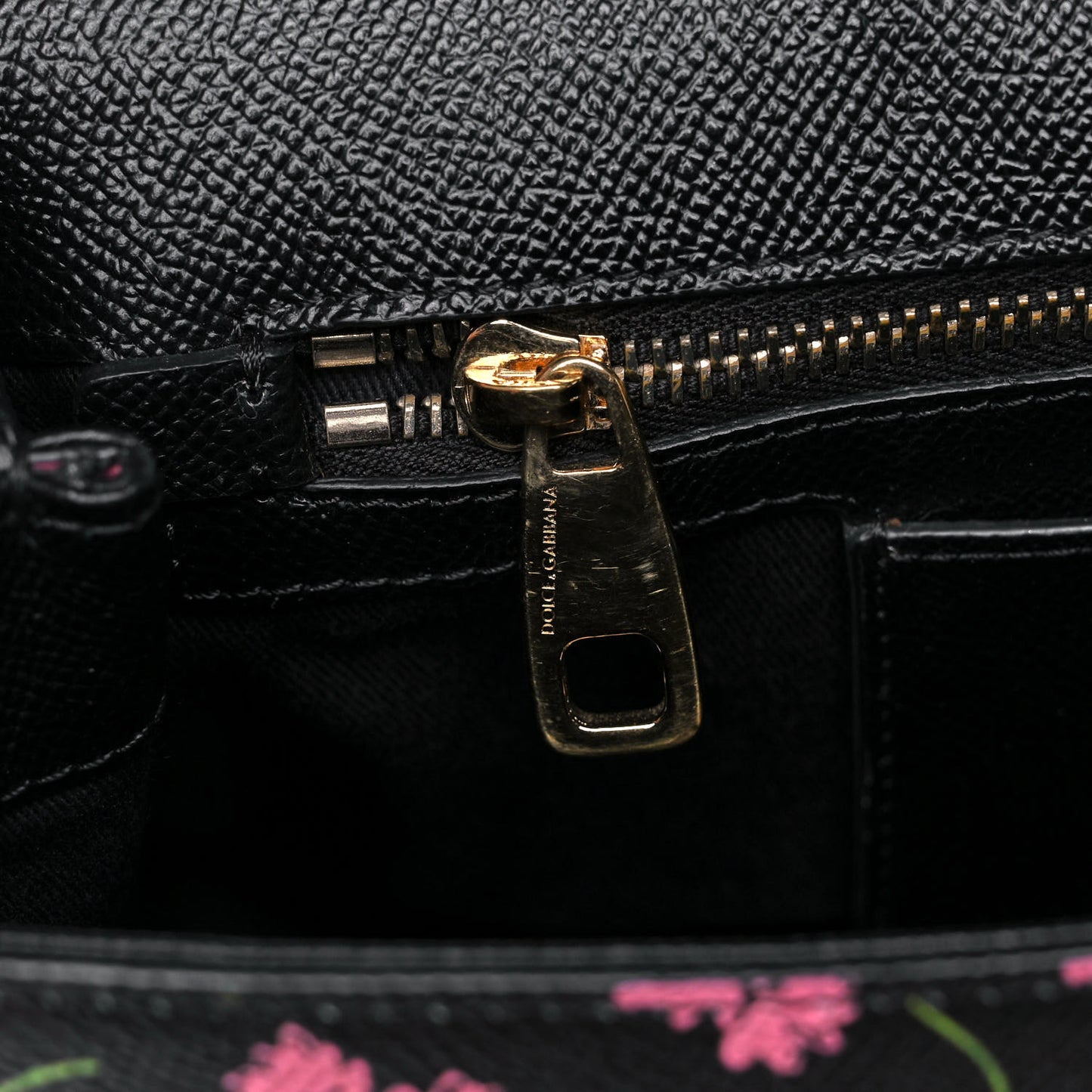 Dauphine Flower Print Medium Miss Sicily Satchel Black