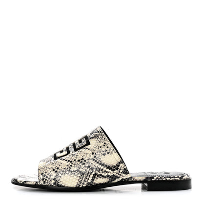 Givenchy Calfskin Python Print 4G Flat Sandals 38.5 Stone Grey 1 of 8