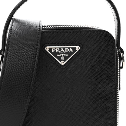 Prada Saffiano Travel Brique Crossbody Messenger Bag Black 7 of 9