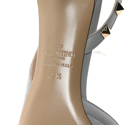 Valentino Garavani Suede Nappa Rockstud Half D'Orsay Slingback 50mm Pumps 37.5 Pastel Grey 7 of 9