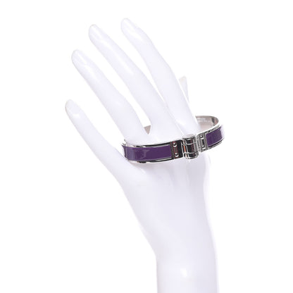 Hermes Enamel Charniere Uni Narrow Hinged Bracelet M Raisin 2 of 4
