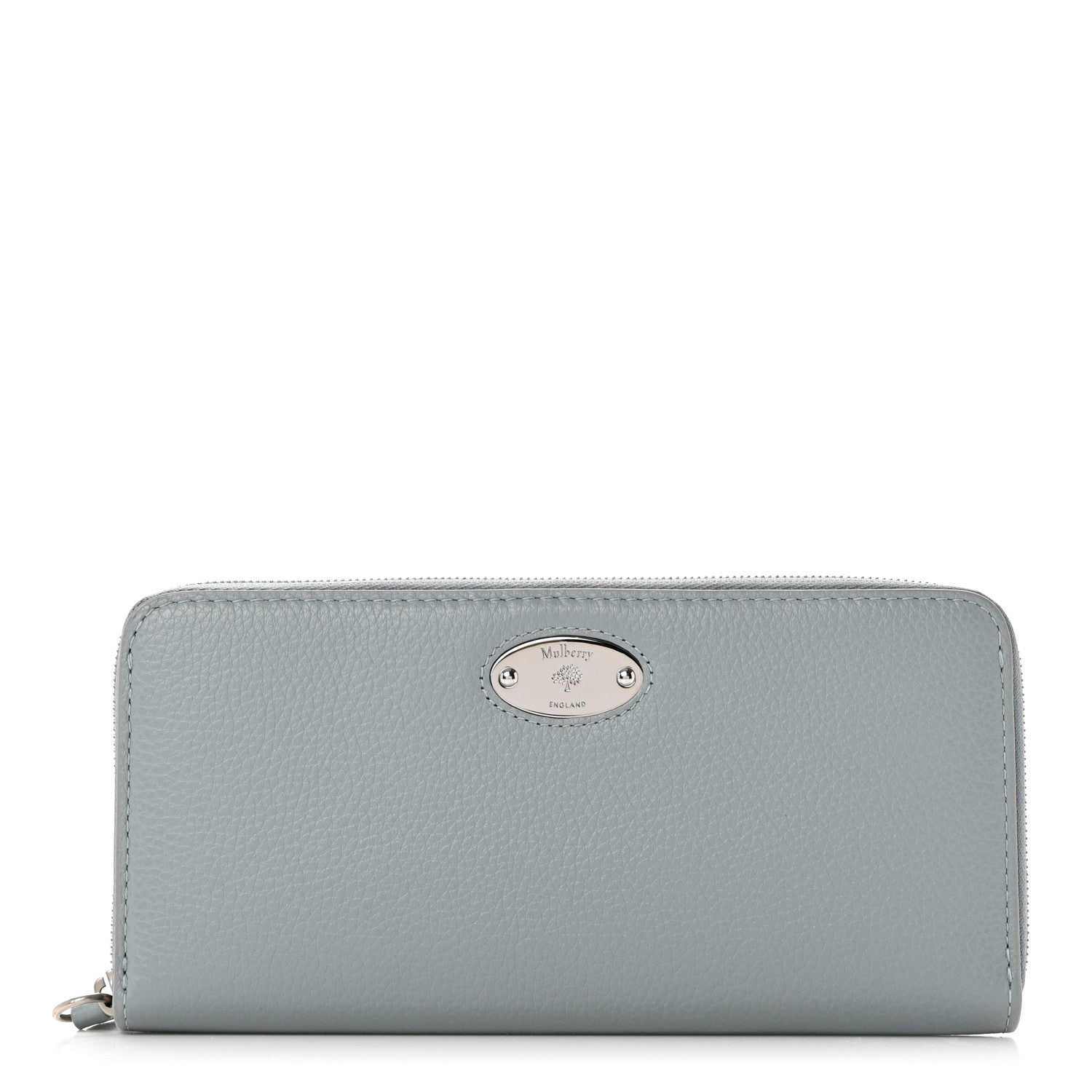 Mulberry Micro Classic Grain Plaque 8 Credit Card Zip Wallet Cloud 1 of 8