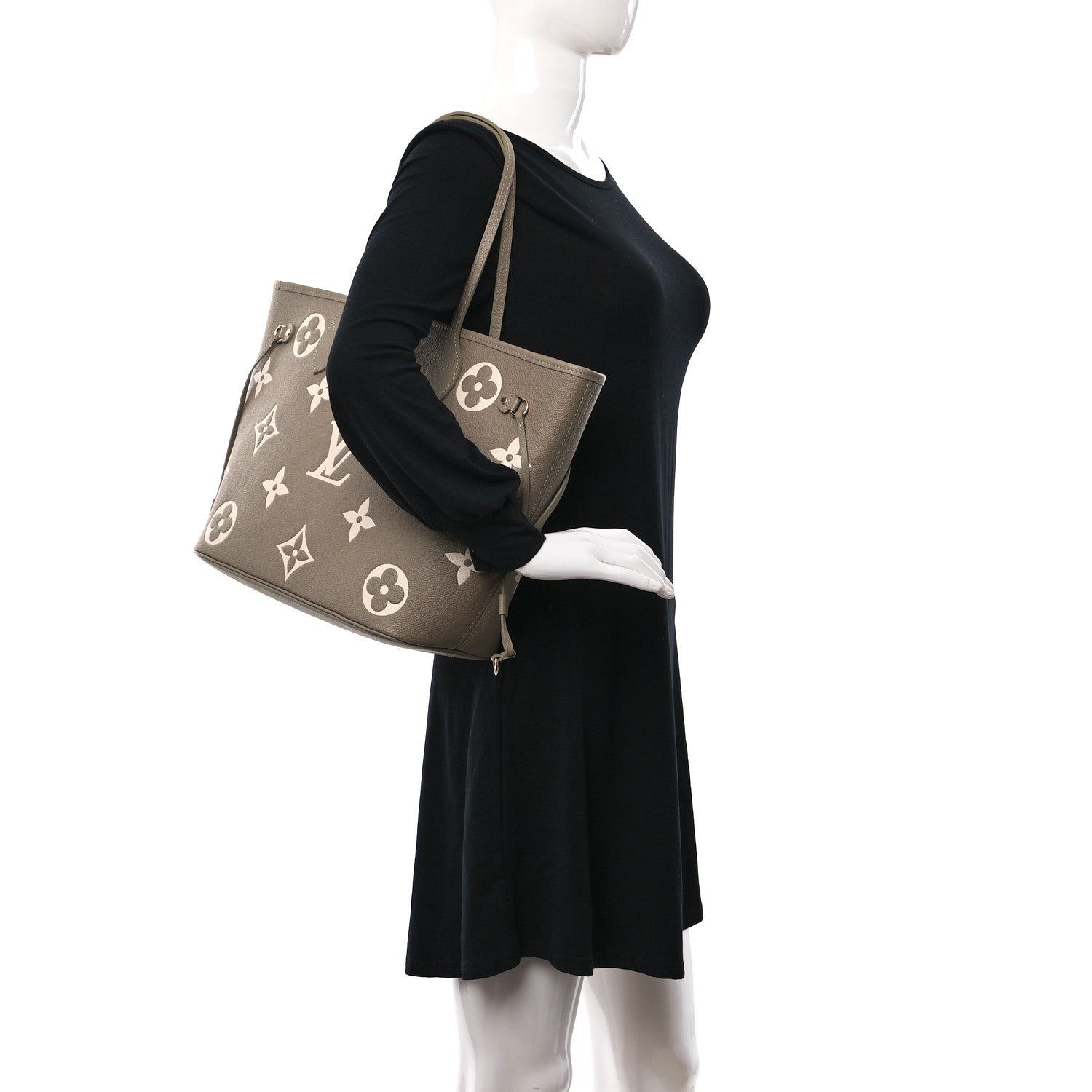 Louis Vuitton Empreinte Monogram Giant Neverfull MM Khaki Cream 2 of 8
