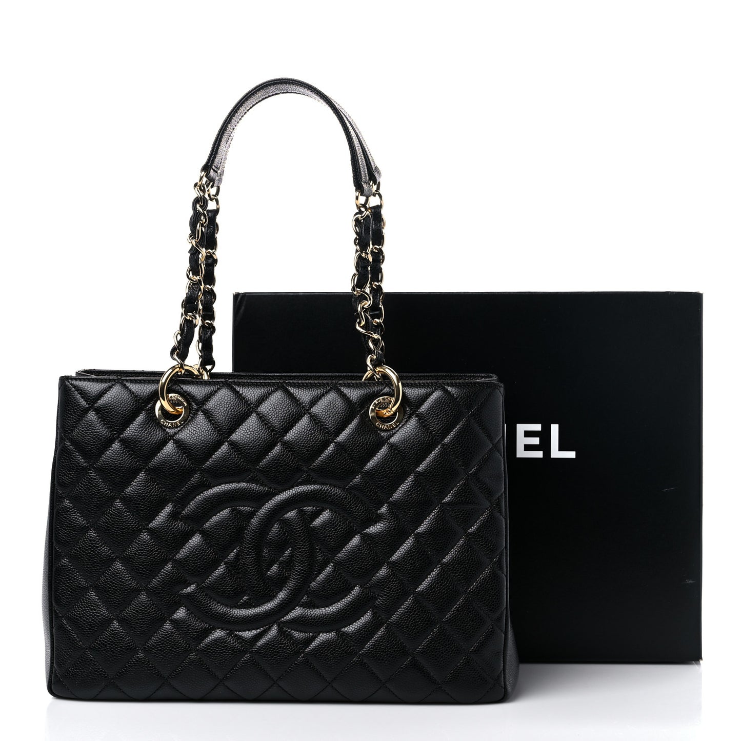 Caviar Quilted Grand Shopping Tote GST Black