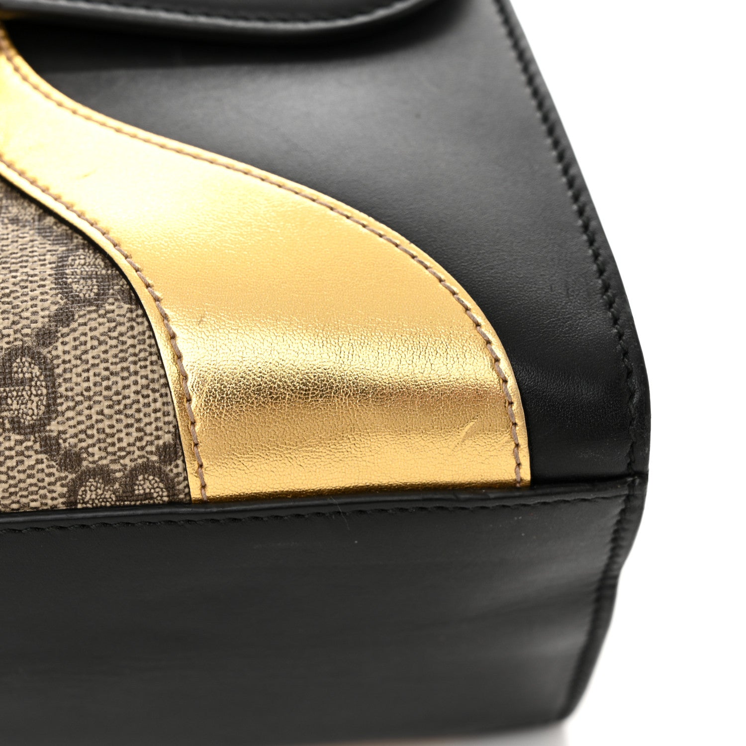 Gucci GG Supreme Monogram Small Osiride Top Handle Bag Black Gold 12 of 15