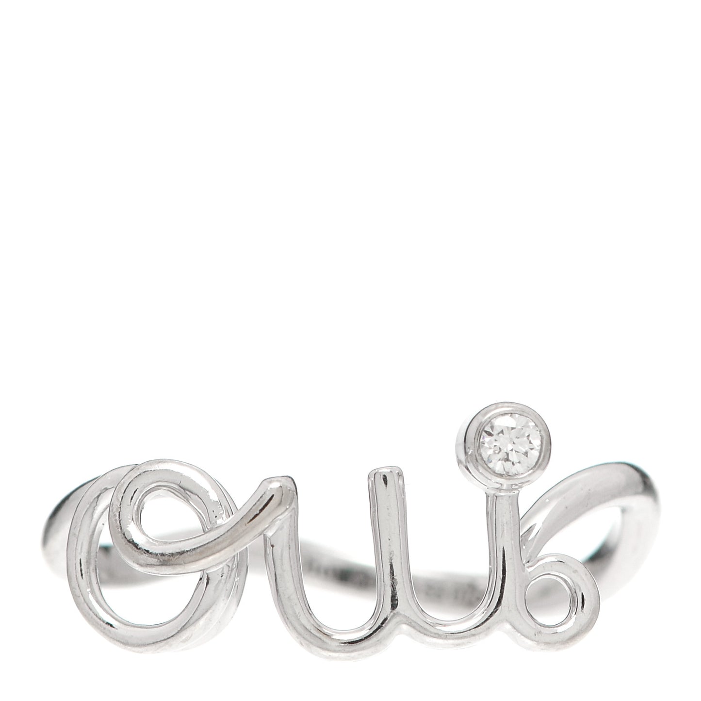 18K White Gold Diamond Oui Ring 53 6.5