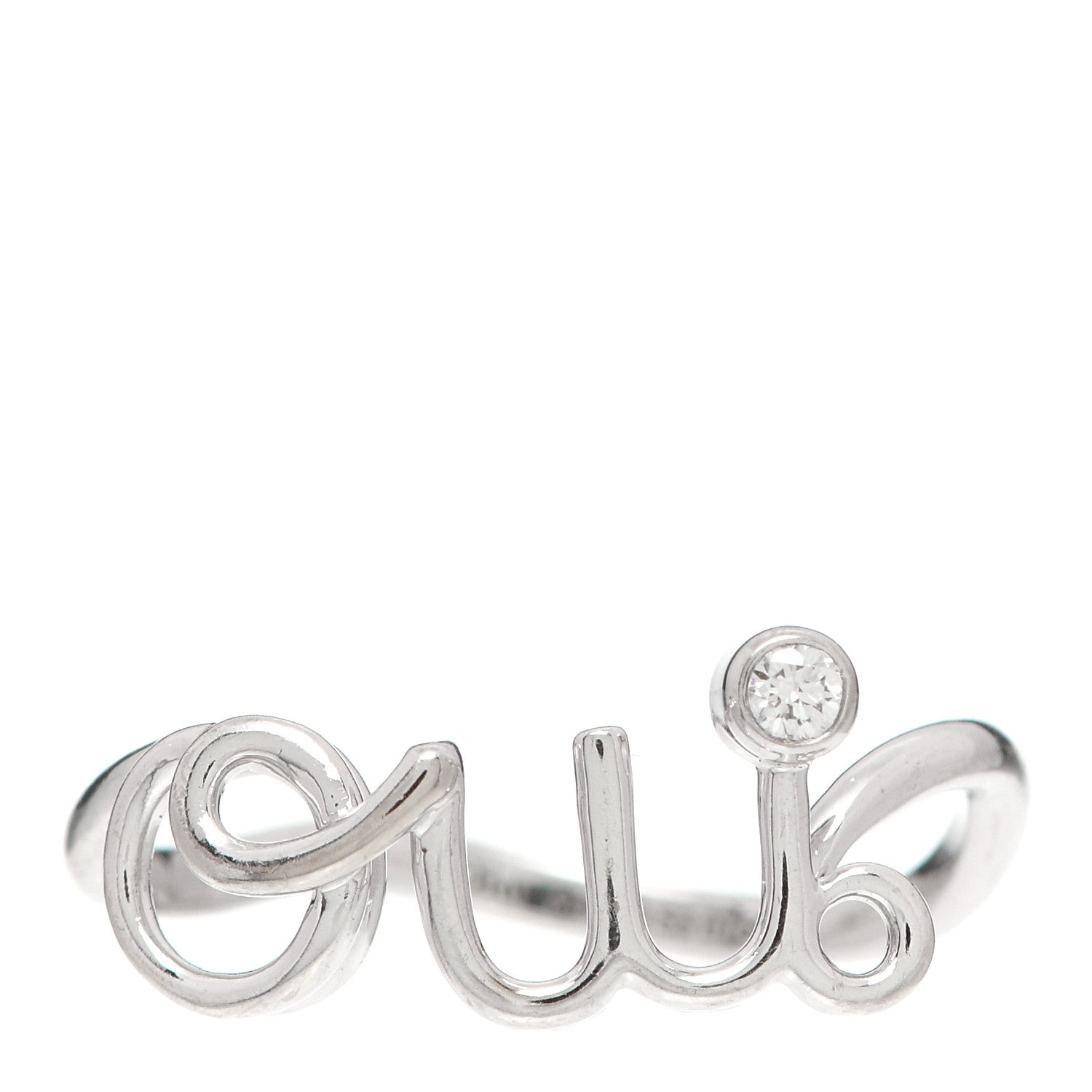Christian Dior 18K White Gold Diamond Oui Ring 53 6.5 1 of 5