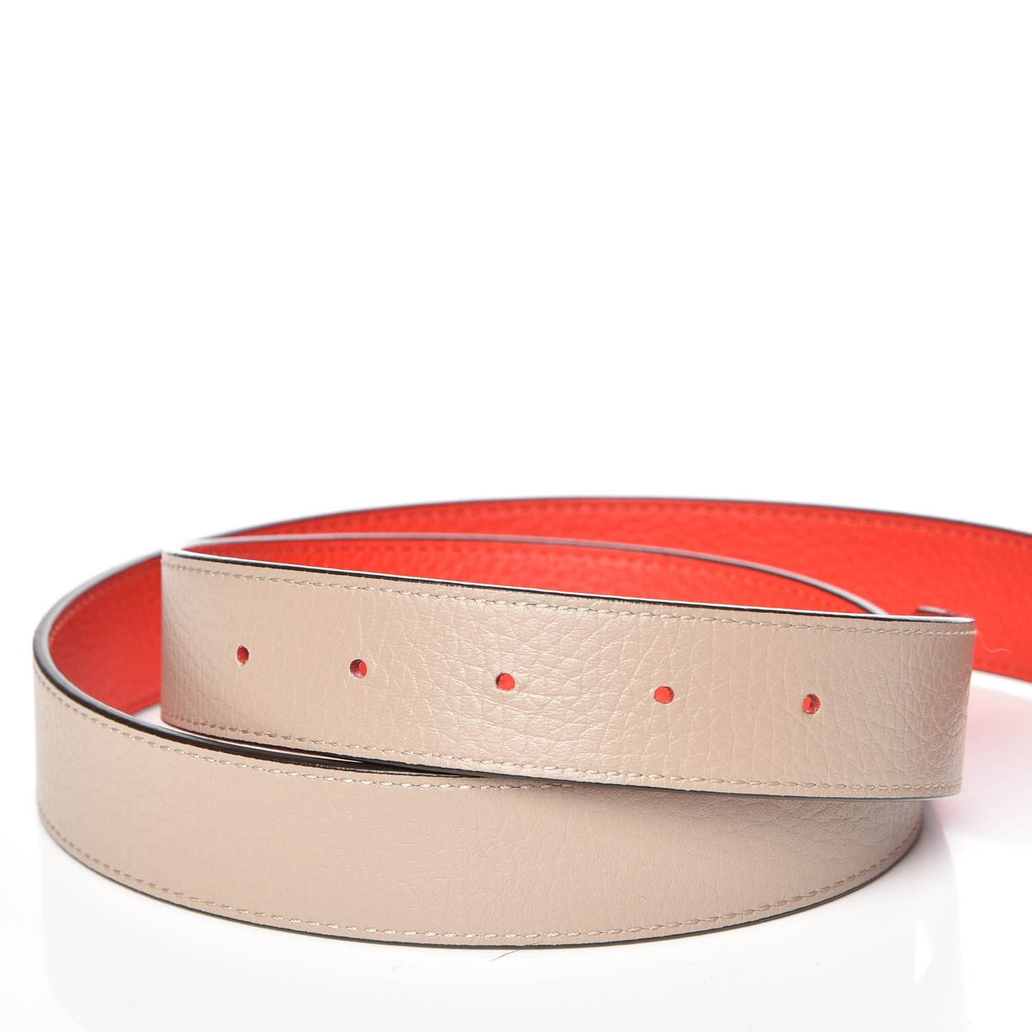 Louis Vuitton Taurillon Calfskin 30mm LV Initiales Belt 85 34 Galet Corail 6 of 7