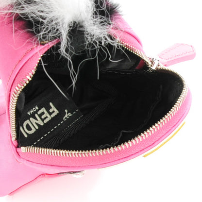 Fendi Nylon Shiny Nappa Nutria Fox Fur Monster Eyes Mini Backpack Charm Lollypop Rosa Fluo Multicolor 5 of 8