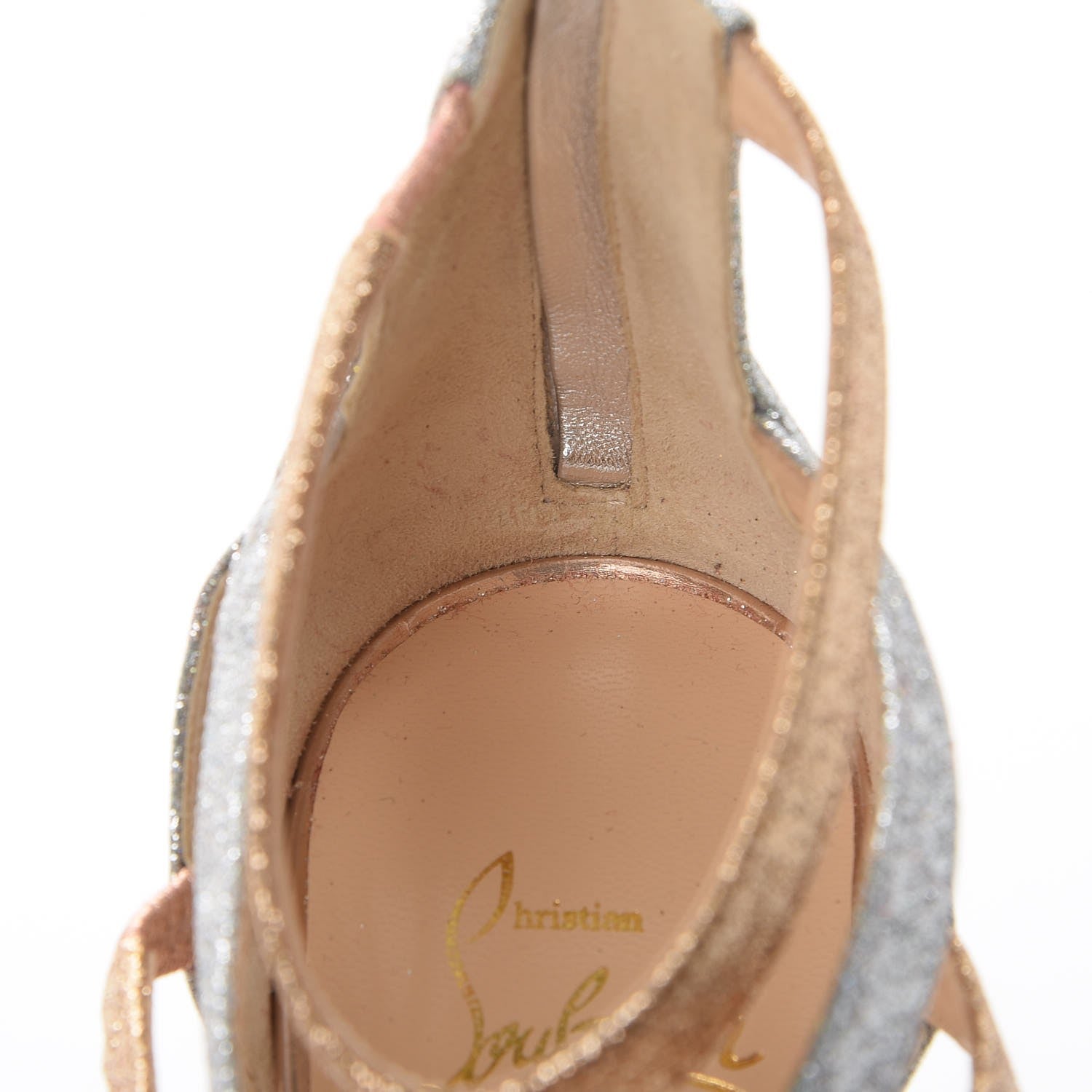Christian Louboutin Mini Glitter Mariniere 100 Cage Sandals 39 Poudre Silver 10 of 10