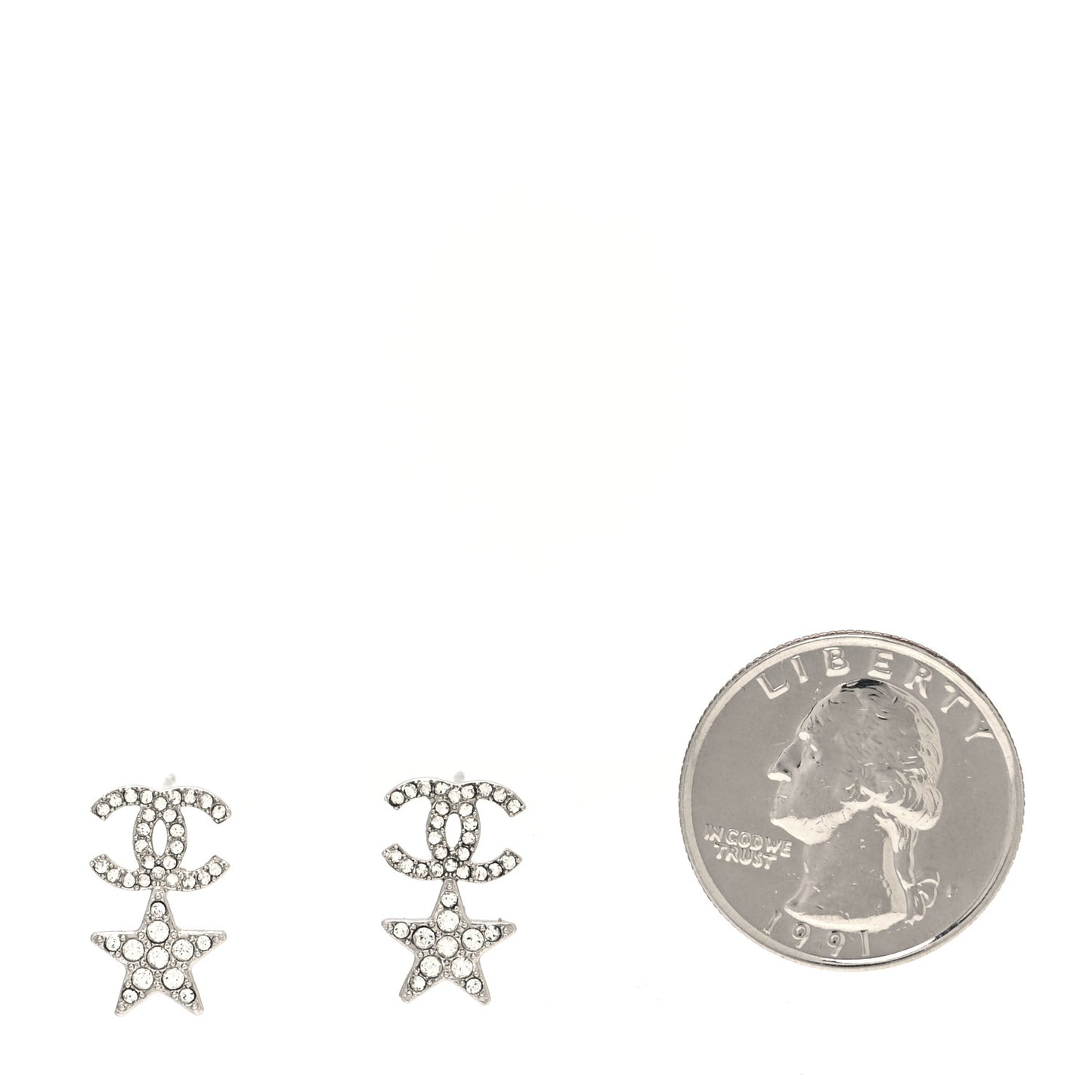Crystal CC Starfall Drop Earrings Silver