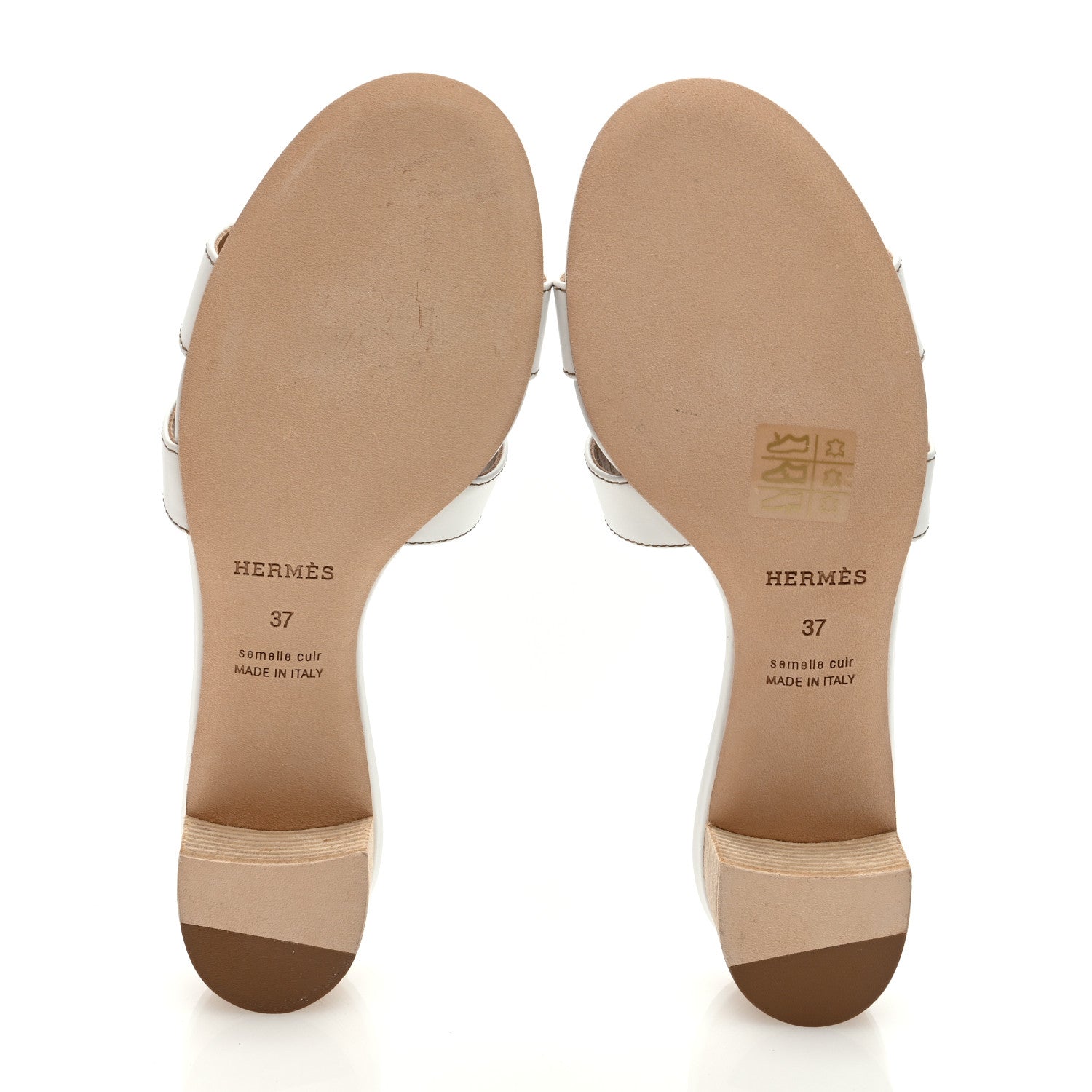 Hermes Calfskin Oasis Sandals 37 White 5 of 9
