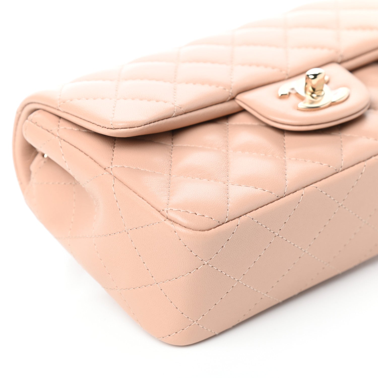 Chanel Lambskin Quilted Mini Rectangular Flap Beige 8 of 9