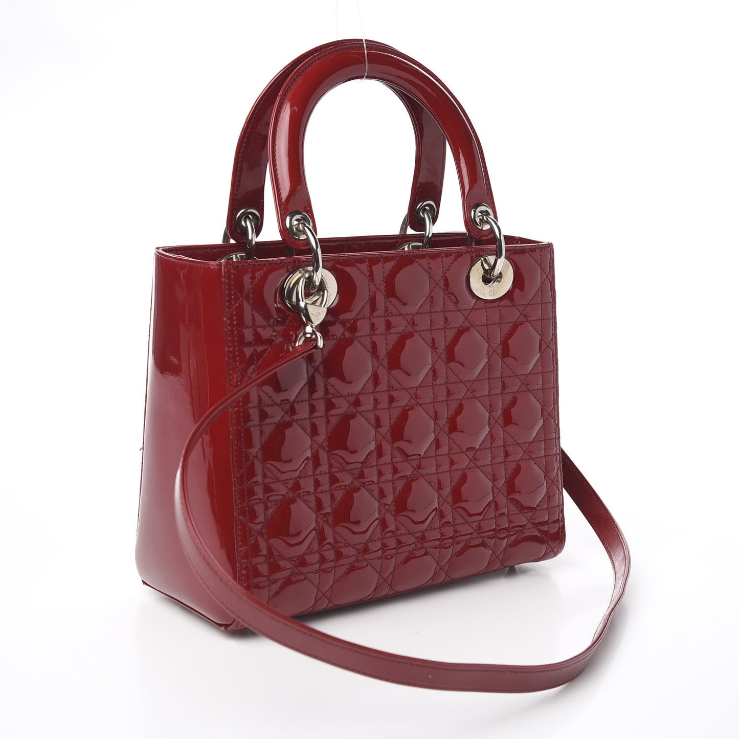 Patent Cannage Medium Lady Dior Red