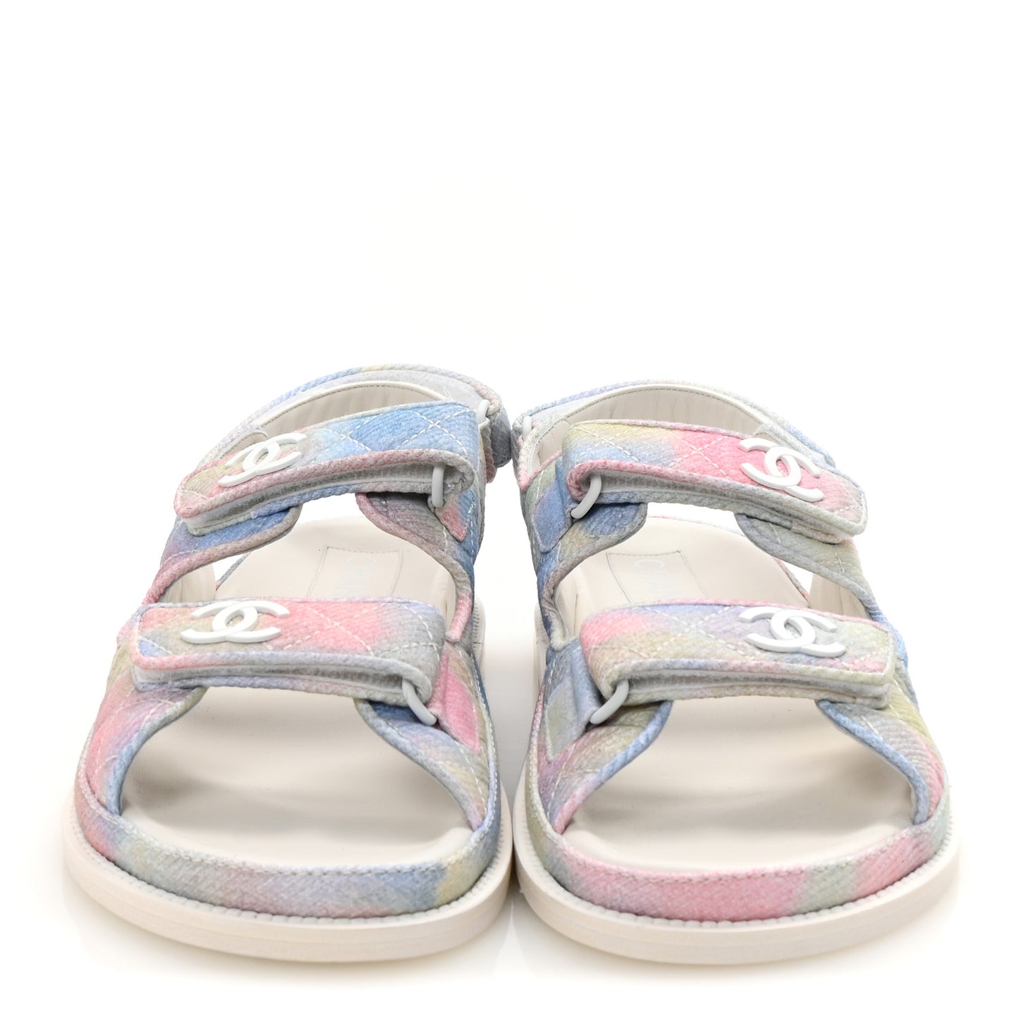 Printed Fabric Quilted Dad Sandals 41 Green Pink Blue