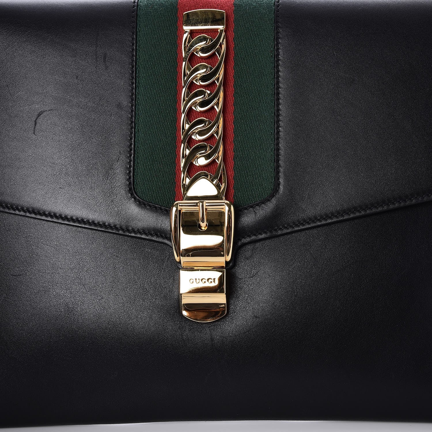 Gucci Calfskin Maxi Sylvie Clutch Black 11 of 12