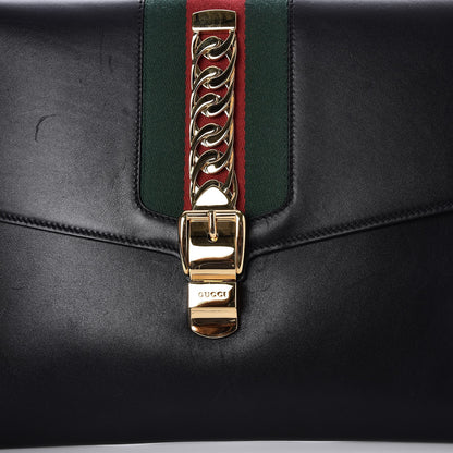 Gucci Calfskin Maxi Sylvie Clutch Black 11 of 12