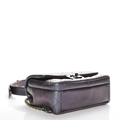 Chanel Iridescent Goatskin Quilted Small Double Carry Waist Chain Flap Purple 4 of 8
