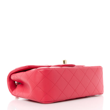 Chanel Lambskin Quilted Mini Rectangular Flap Dark Pink 4 of 11