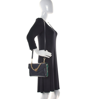 Gucci Calfskin Diagonal GG Medium Thiara Double Envelope Shoulder Bag Emerald Green Black 3 of 9