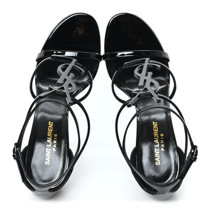 Saint Laurent Patent Cassandra 100 Ankle Strap Sandals 39 Black 2 of 10