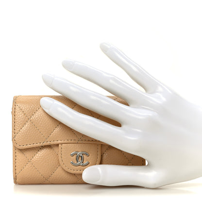 Chanel Caviar Quilted Flap Card Holder Wallet Beige 2 of 9