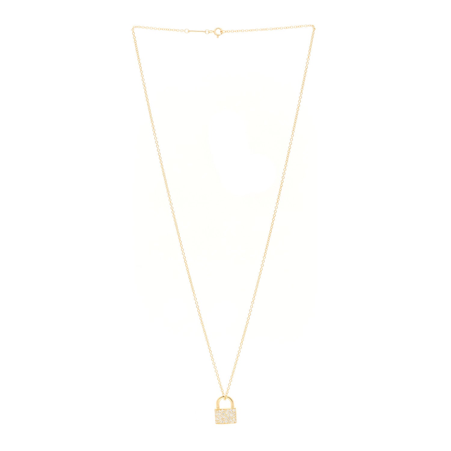 Tiffany 18K Yellow Gold Diamond Lock Pendant Necklace 3 of 6