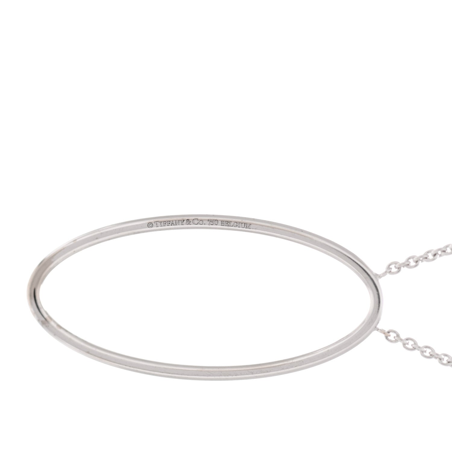Tiffany 18K White Gold Diamond Metro Oval Pendant Necklace 4 of 6