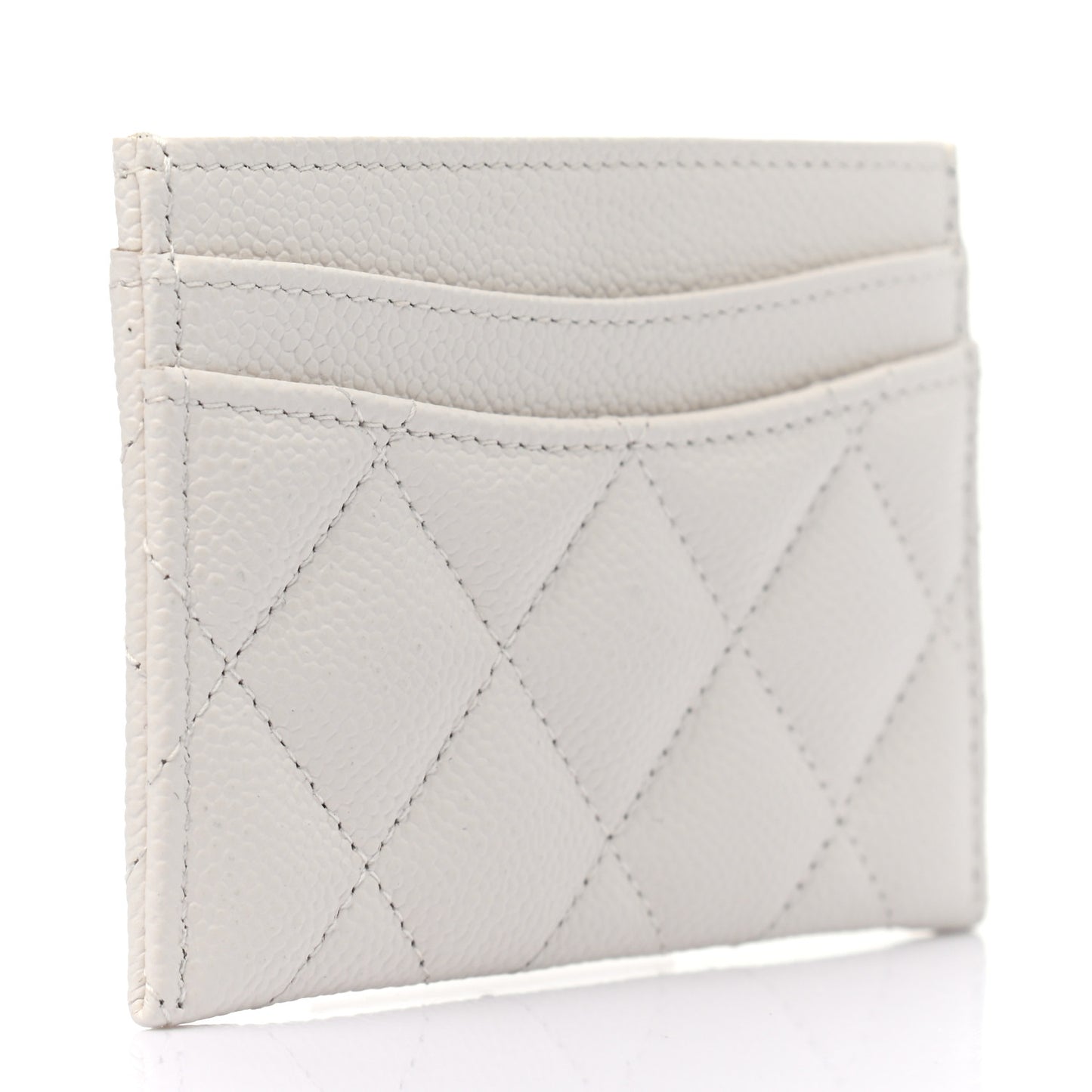 Caviar Quilted Card Holder White