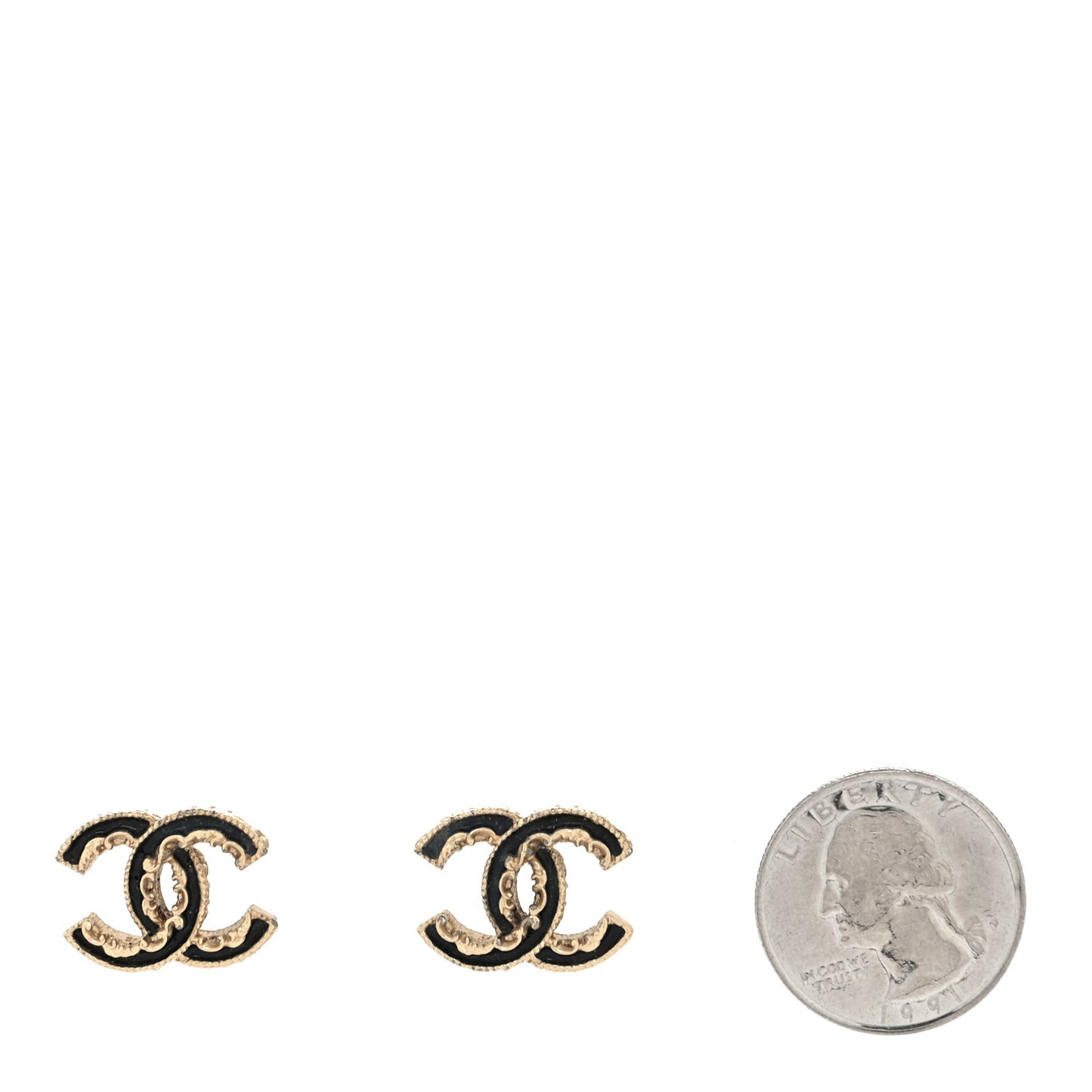 Enamel CC Baroque Earrings Light Gold