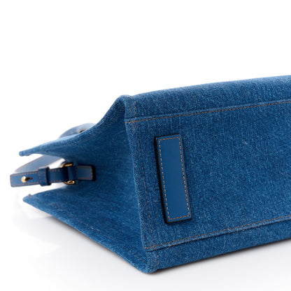 Versace Denim Calfskin La Medusa Small Tote Bag Blue 9 of 10