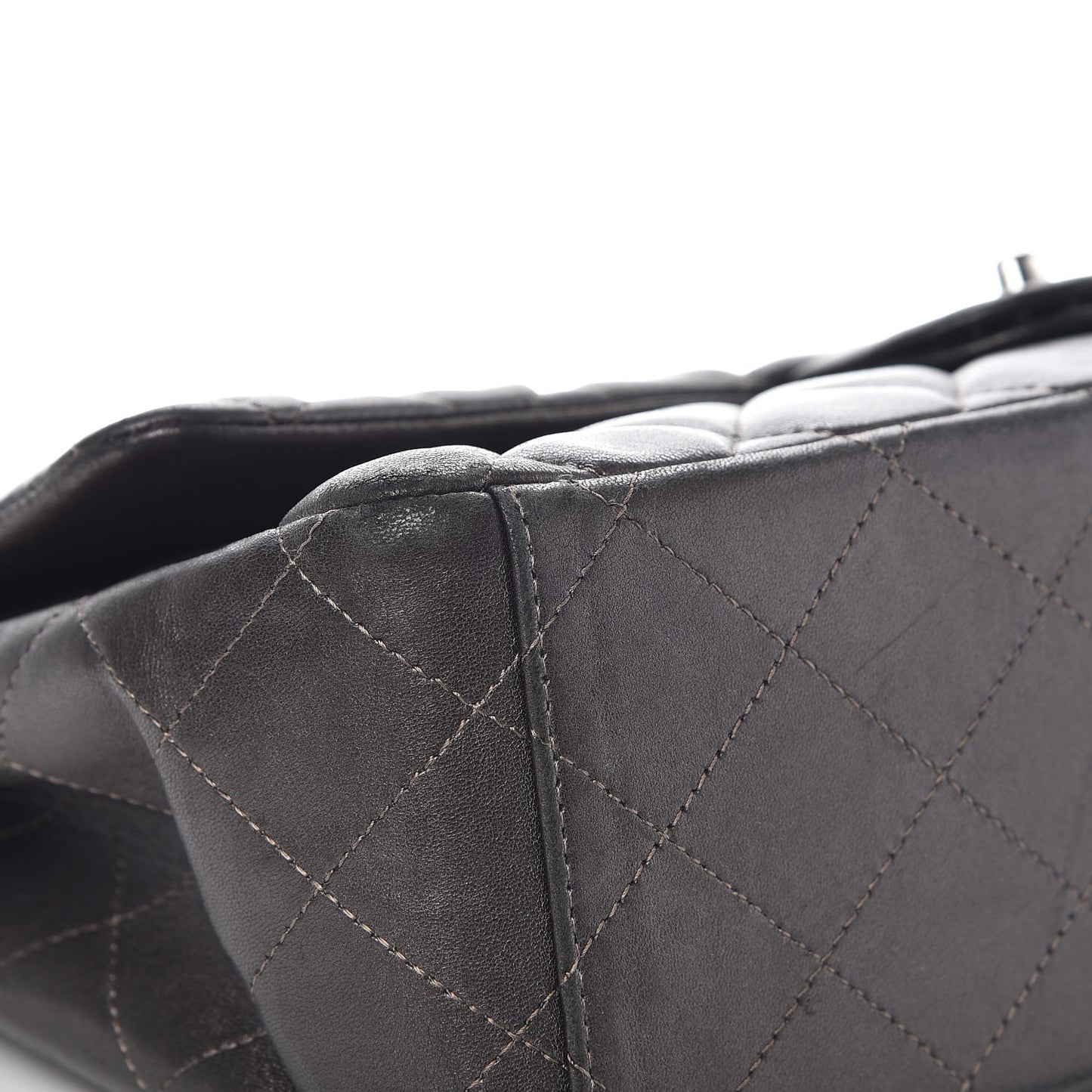 Lambskin Quilted Maxi Single Flap Grey