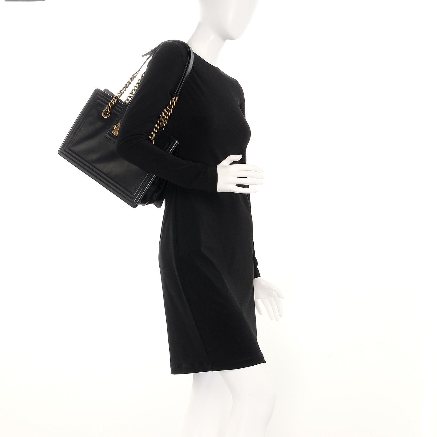 Glazed Calfskin Boy Tote Black