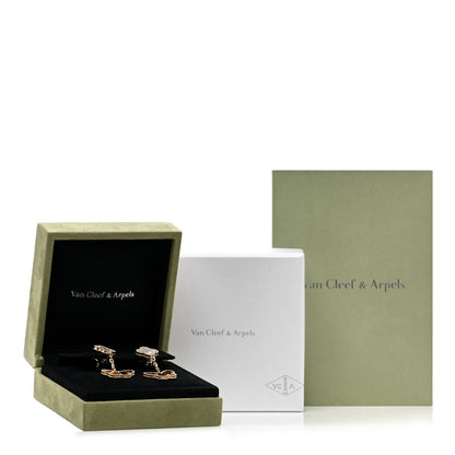 Van Cleef & Arpels 18K Yellow Gold Mother of Pearl Tiger's Eye Lucky Alhambra 2 Motifs Butterfly Earrings 5 of 5