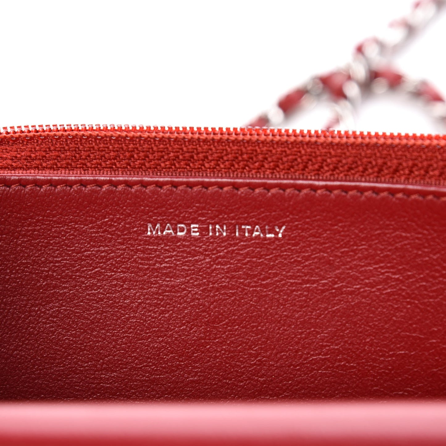 Lambskin Quilted Wallet On Chain WOC Red