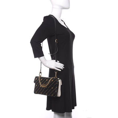 Gucci Calfskin Diagonal GG Medium Thiara Double Envelope Shoulder Bag Black White 2 of 11