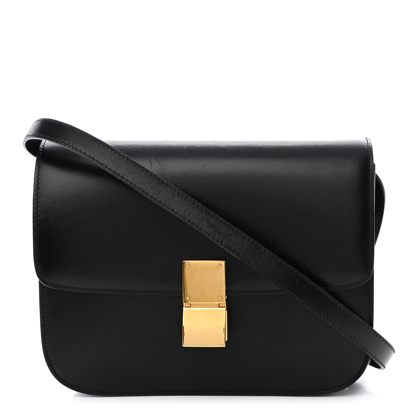Box Calfskin Medium Classic Box Flap Bag Black