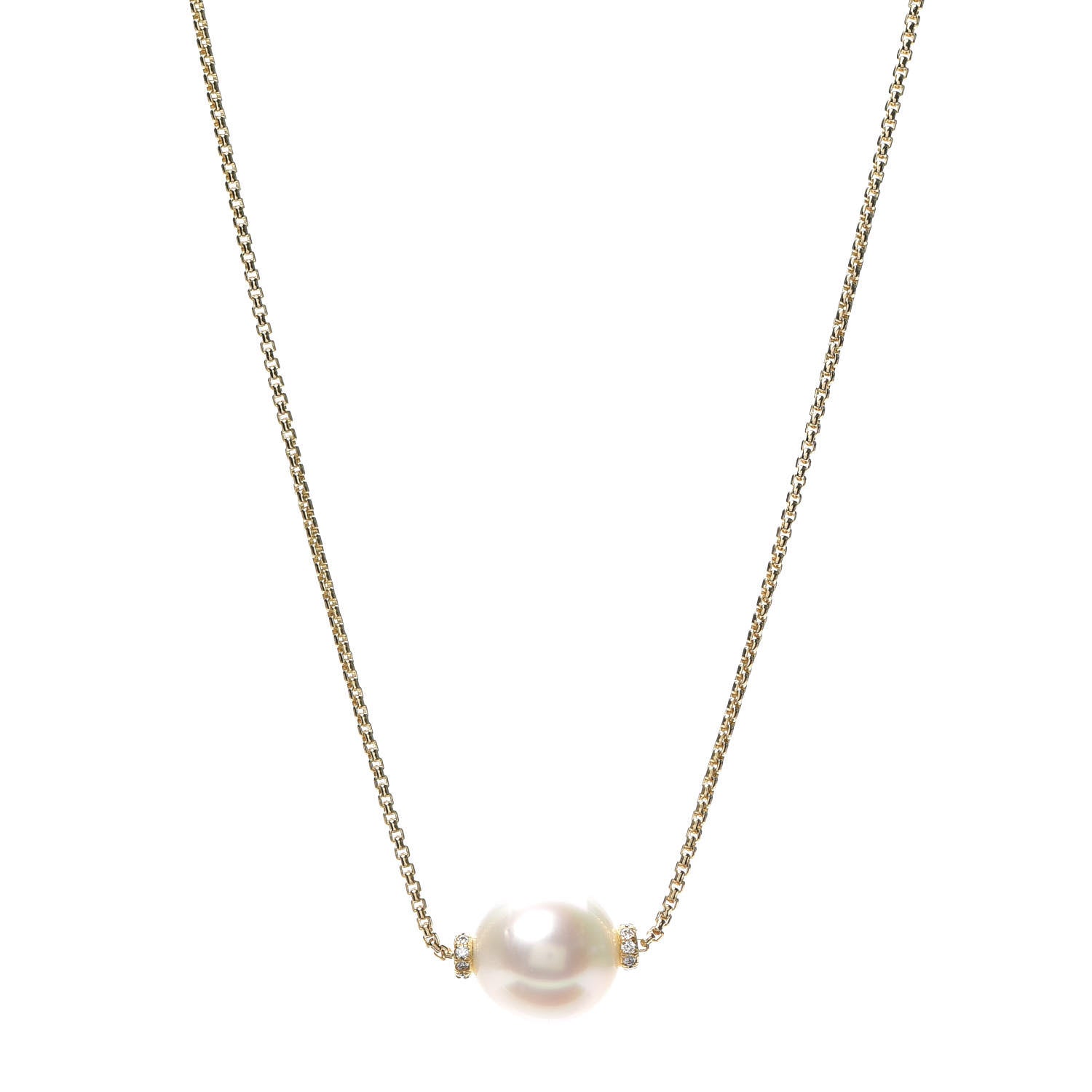 David Yurman 18K Yellow Gold Diamond South Sea Pearl 12mm Solari Pendant Necklace 1 of 5