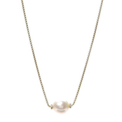 David Yurman 18K Yellow Gold Diamond South Sea Pearl 12mm Solari Pendant Necklace 1 of 5