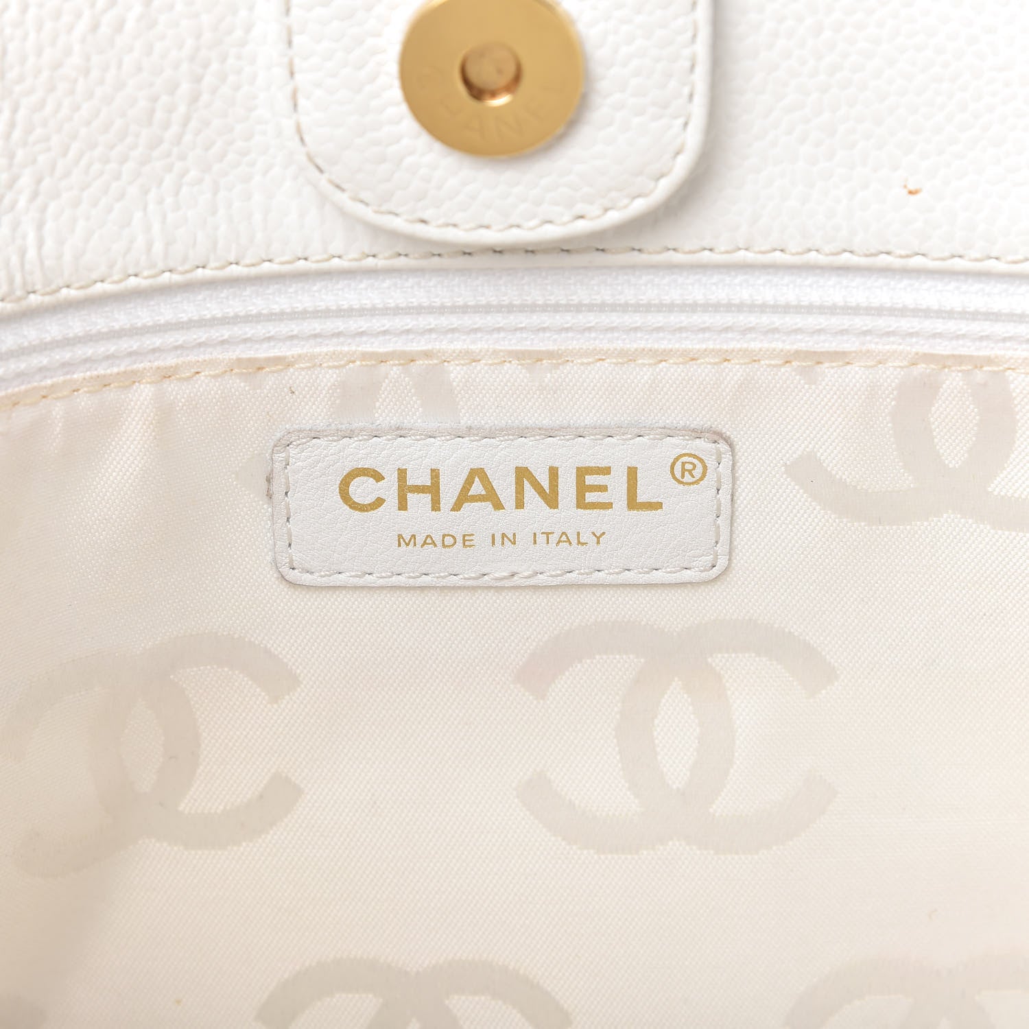 Chanel Caviar Bekko Chain Tote White 8 of 14