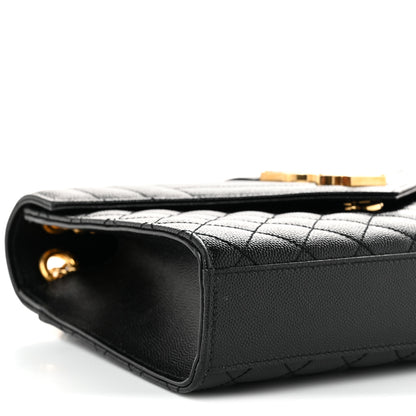 Saint Laurent Grain De Poudre Textured Mixed Matelasse Triquilt Medium Monogram Satchel Black 9 of 10