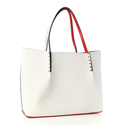 Christian Louboutin Calfskin Lizard Embossed Spikes East West Cabata Tote White 3 of 11