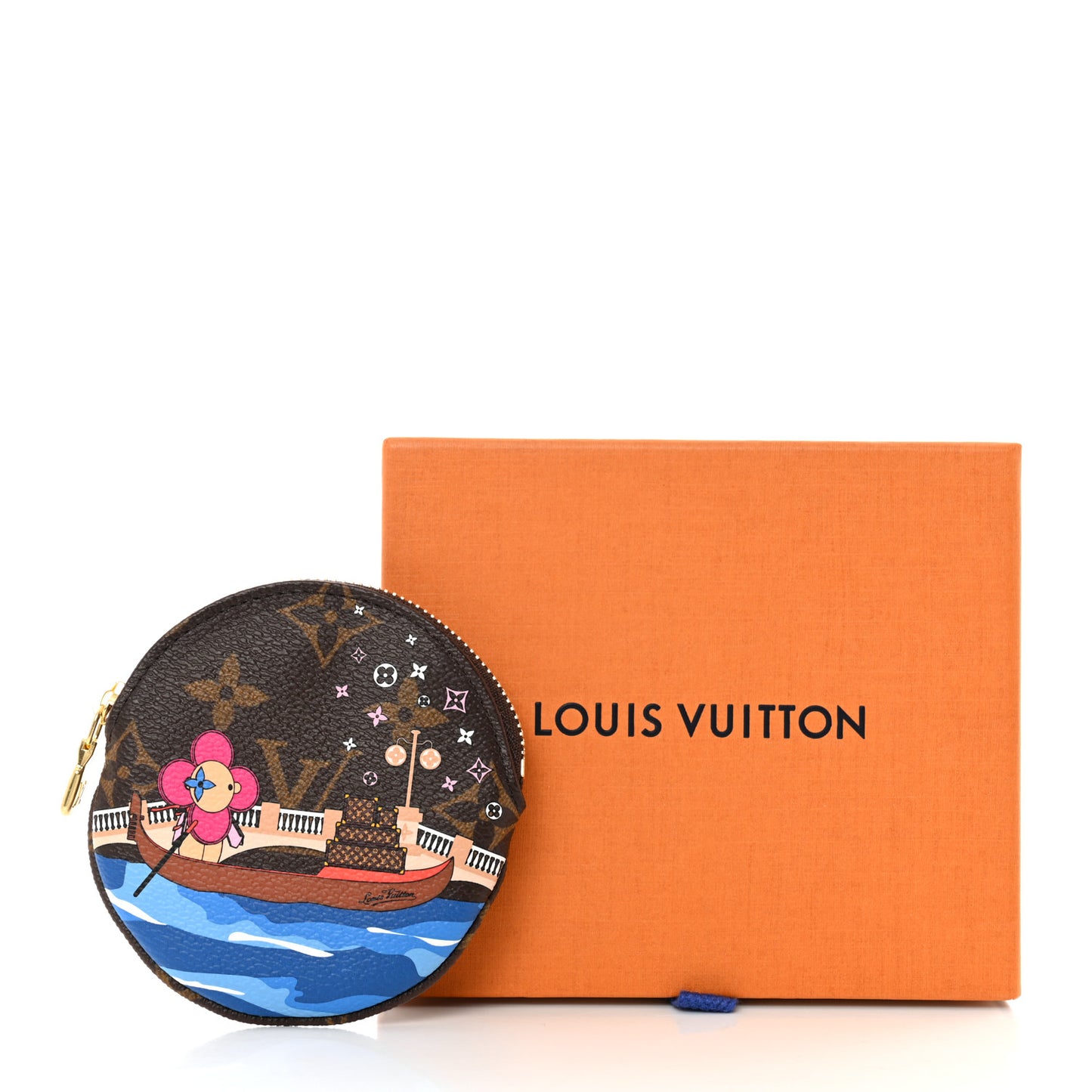 Monogram 2019 Christmas Animation Round Coin Purse Blue