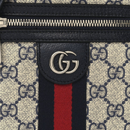 Gucci GG Supreme Monogram Textured Calfskin Web Mini Ophidia Messenger Beige Blue 8 of 10